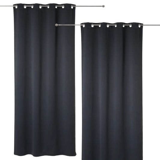 Juego de 2 Cortinas Gruesas de Medida 135x240cm con 8 Ojales cada Cortina - Color Gris Antracita | Certificación OEKO-TEX®