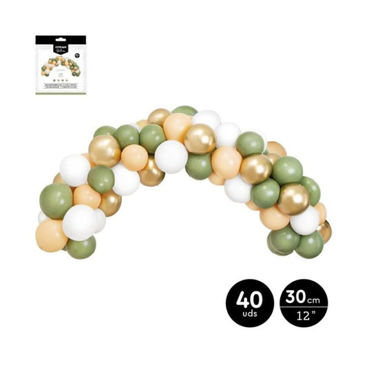 Set globos verde metalizado arco