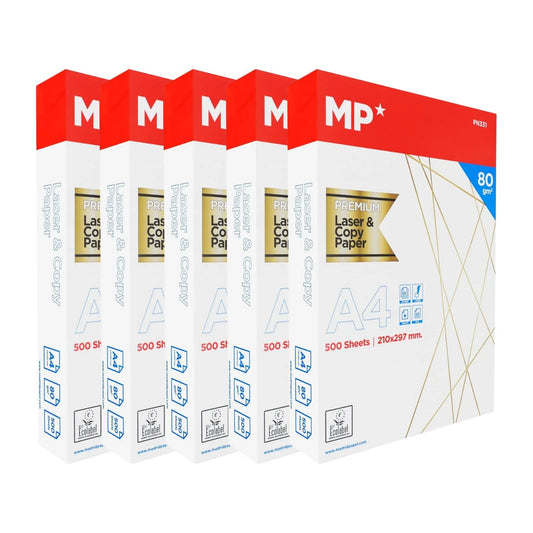 Papel Folio DIN A4 80 grs 2500 Hojas (5 packs de 500u) - Papel multiffunción, para impresoras, fotografías, alta calidad