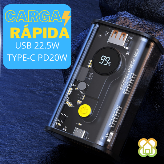 Power Bank carga rápida transparente 12000 mAh