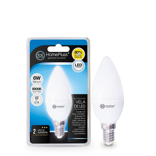 Bombilla vela E14 6000K