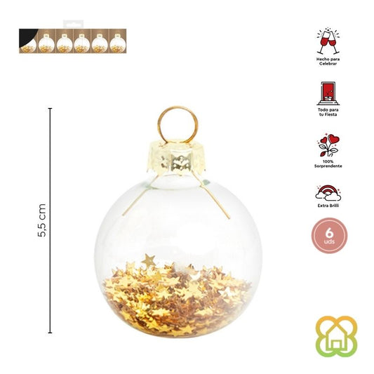 Marca Sitios Bola Navidad Gold (SET 6) 4x5.5 cm