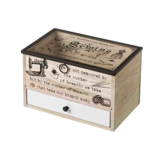 Costurero mdf cristal metal Natural 24x15,50x15 cm