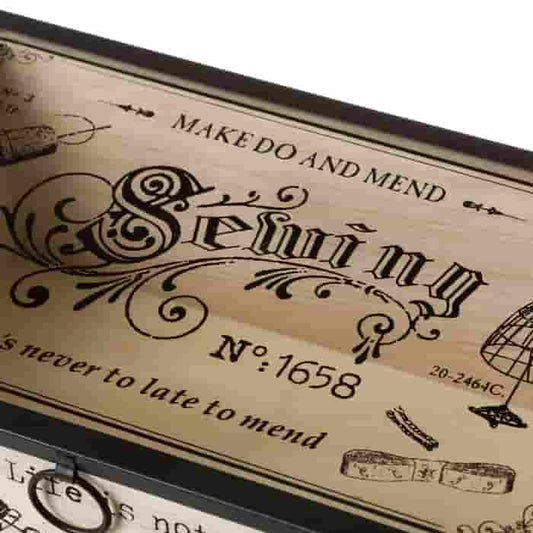 Costurero mdf cristal metal Natural 24x15,50x15 cm