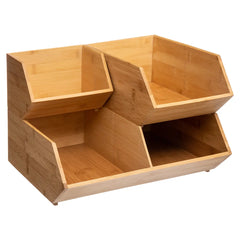 Caja Organizador de Bambú Apilable Sliding Doble