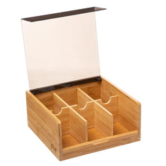 Caja para Bolsitas de Té Bambú Negro, 6 Compartimentos