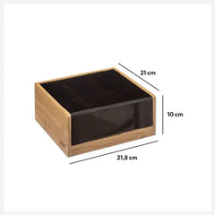 Caja para Bolsitas de Té Bambú Negro, 6 Compartimentos
