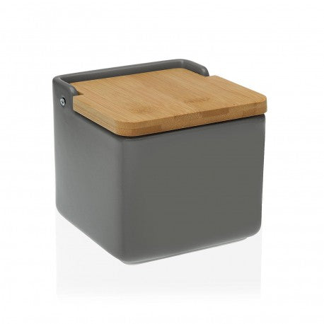 Salero tapa bambu gris 12,2 x 12,2 x 11,5 cm