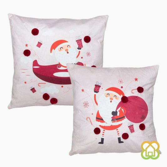 Cojín Pompones Papa-Noel 40x40cm