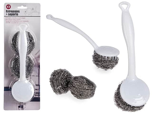 Juego 2 estropajos con soporte blanco