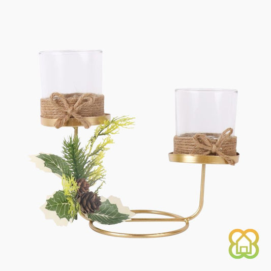 Candelabro Gold'N Doble 22x11.5x19.5 cm