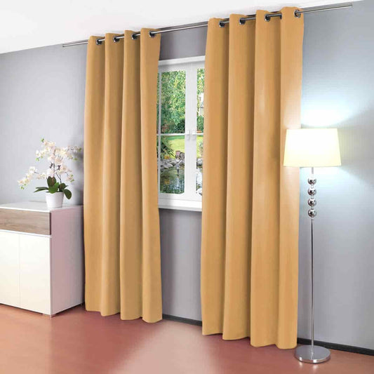 Cortina con ojales de tela aprox. 140 x 260 cm beige