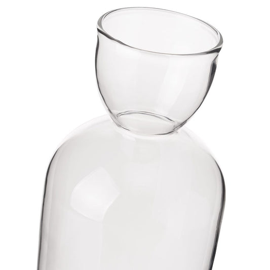 Portavelas botella pequeño transparente de vidrio pyrex de Ø 10x17 cm