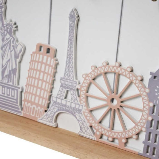 Cuelga llaves 6 ganchos mdf/Paulownia 20x30x3 cm