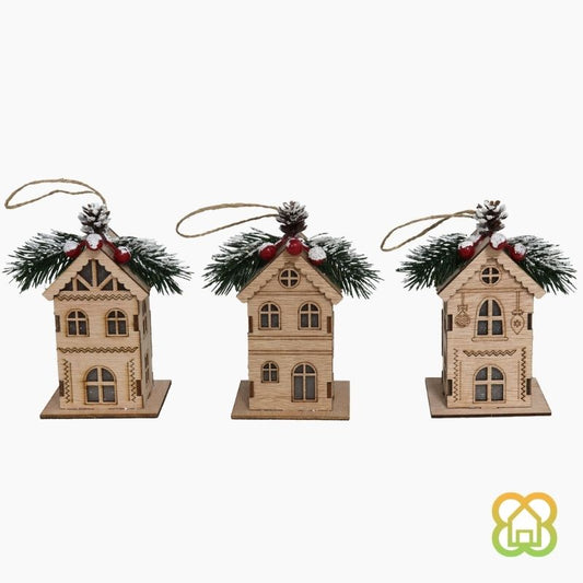 Colgante Casa Madera 1LED