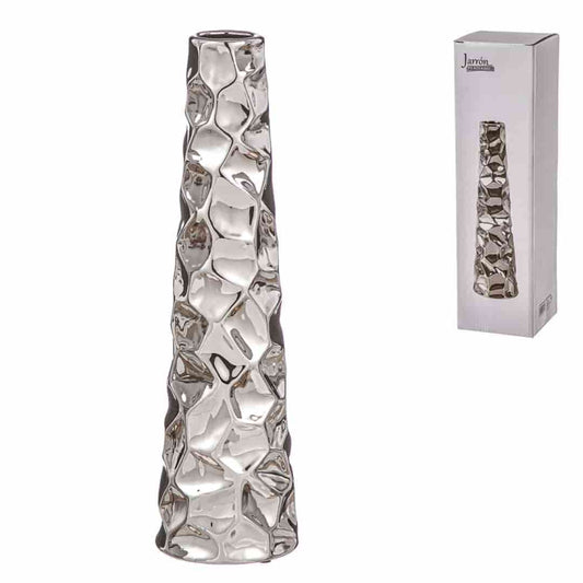 Jarrón cerámica plateado tebas 28 cm