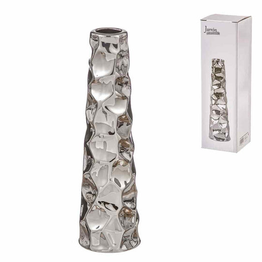 Jarrón cerámica plateado tebas 38 cm