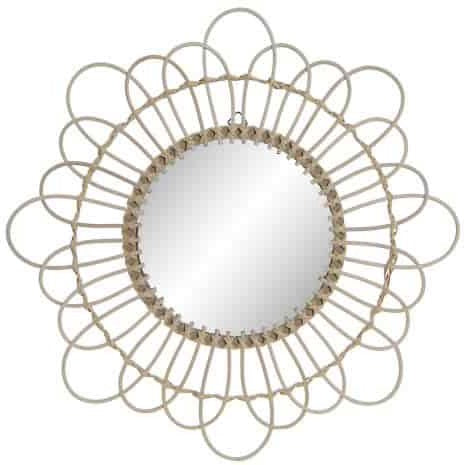Espejo ratan flor 46x46x1,5 Natural