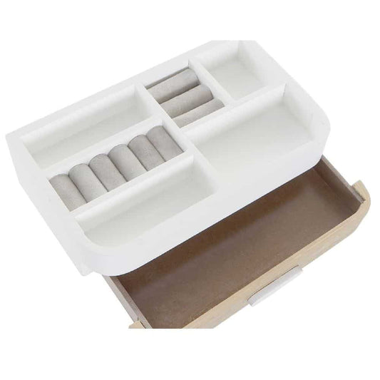 Joyero Blanco de Madera con Separadores 26 x 16 x 9cm