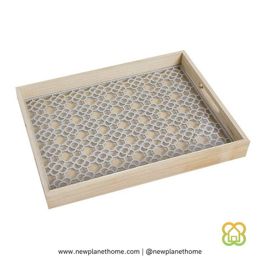 Bandeja de madera con base de cristal Panot
