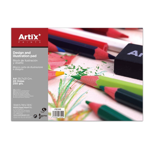 Block de ilustracion y diseño A4 20 hojas 250 gramos