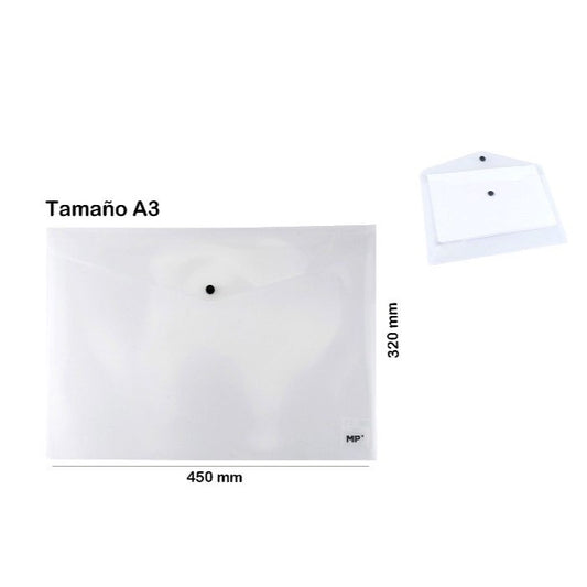 Carpeta sobre con botón A3 transparente MP