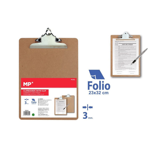 Carpeta de madera con pinza A4 mp