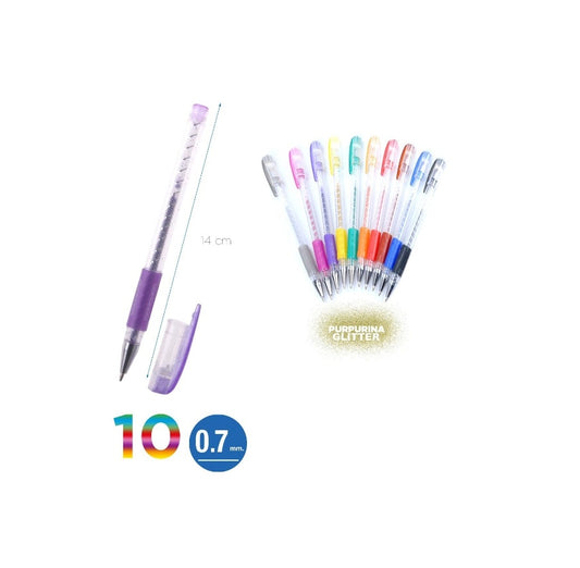 Bolígrafos purpurina 10 colores