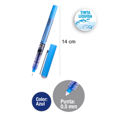 Bolígrafo tinta líquida punta aguja azul