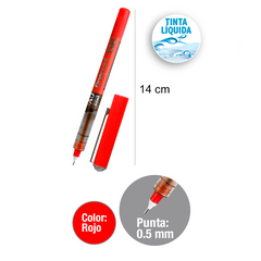 Bolígrafo tinta líquida punta aguja rojo