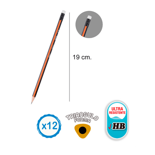 Pack 12 lápices con goma HB