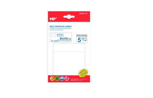 Etiquetas blancas adhesivas 81x110mm 10Uds