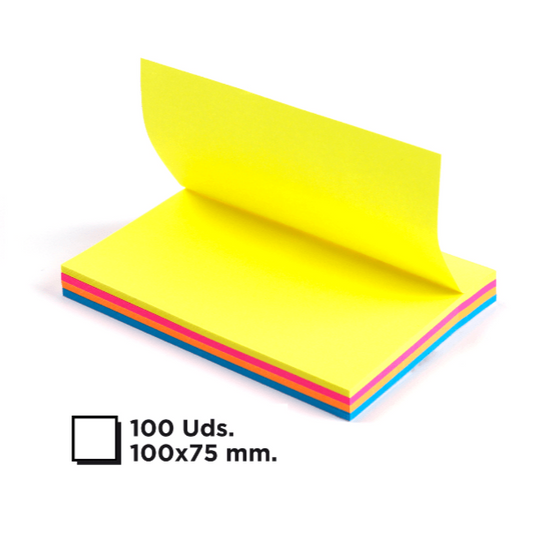 Notas adhesivas neón 100x75mm 100u