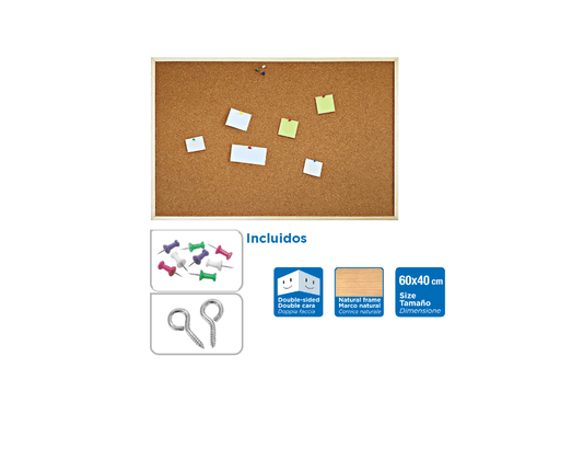 Pizarra corcho doble cara 60x40cm