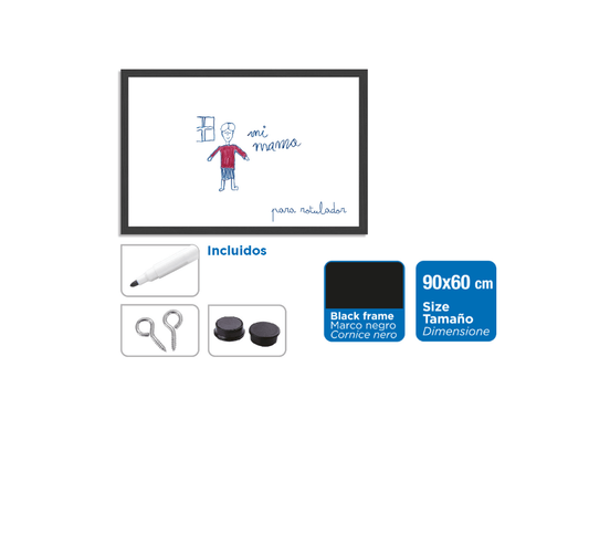 Pizarra blanca imán 90x60cm