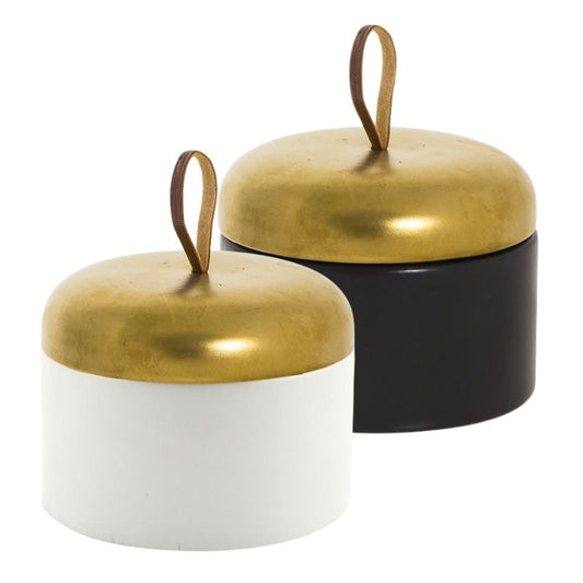 Algodonera Bicolor Oro / Blanco-Negro 10x10x9cm