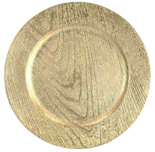 Bajo Plato Efecto Madera Oro 33cm