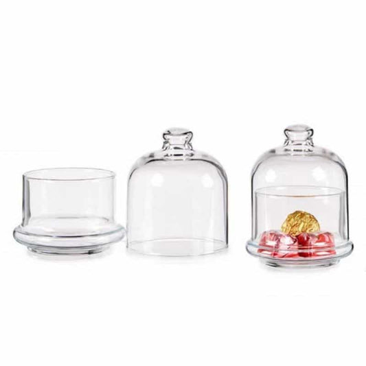 Bombonera con base y tapa de campana de cristal 11x9x9 cm