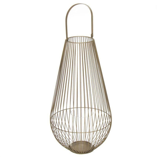 Candel Metal Oro "Ratlles" L L 32x32x62 cm