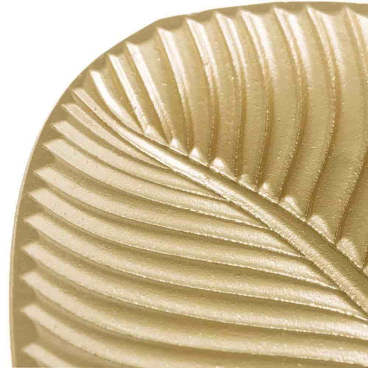 Centro bandeja de madera hoja Dorado 60x22x3