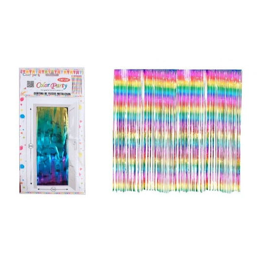 Cortina de flecos multicolor metalizado 1x2 M