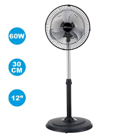 Ventilador Pie 30cm 12" 60W 360º