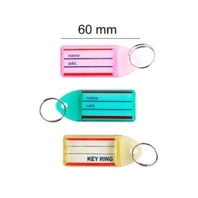 Llavero portaetiqueta transparente 60 mm 3 Uds