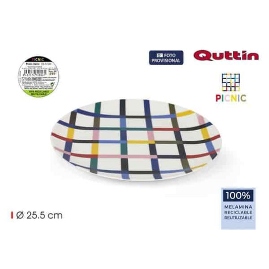Plato llano melamina Picnic 25,5 cm Quttin