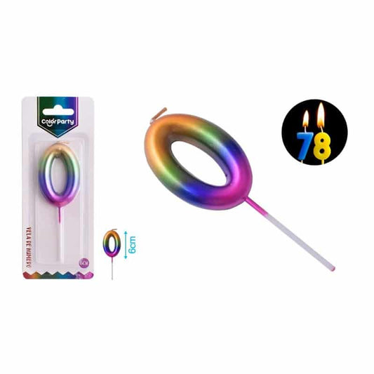 Vela número multicolor metalizado 1-2-3-4-5-6-7-8-9-0-?