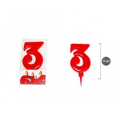 Vela Números rojo 11cm 1-2-3-4-5-6-7-8-9-0