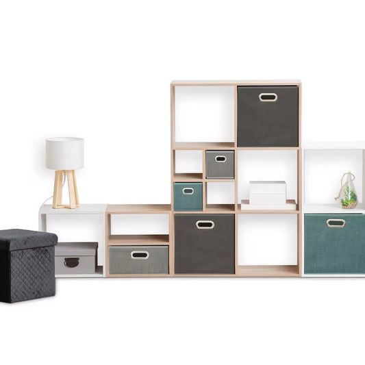 Set 4 Cajas de Almacenamiento de Tela, Plegables con Ojales Metálicos 31x31x31cm, 31x31x15cm, 15x31x15cm | Medidas y Colores a escoger