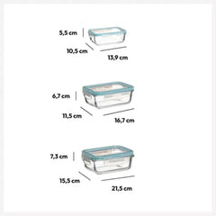 Juego de 3 Tuppers Herméticos con Tapa - Sin BPA - Aptos para Lavavajillas, Congelador y Microondas - Set de 3 Fiambreras de alta calidad - 330ml + 540ml + 1180ml