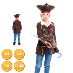 Disfraz Pirata "Sparrow" para Niños y Niñas - Traje de Carnaval Infantil para Fiestas - Disfraz de Capitán Pirata