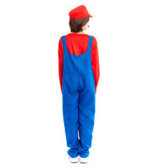 Disfraz Fontanero Rojo "Mario" para Niños - Traje de Carnaval Infantil para Fiestas Cumpleaños - Mono de Fontanero Rojo